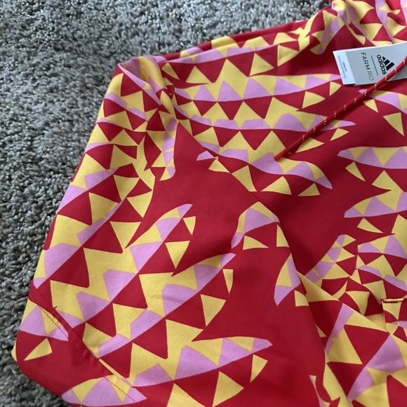 ADIDAS X FARM RIO HOODIE Kangaroo pocket Pull Over Bold Orange Red Cropped Small - Picture 3 of 13